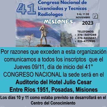 41 CONGRESO NACIONAL DE LICENCIADOS Y TÉCNICOS RADIÓLOGOS